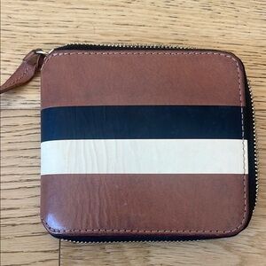 Clare V brown Cuoio w/ Black & Cream Leather Wallet